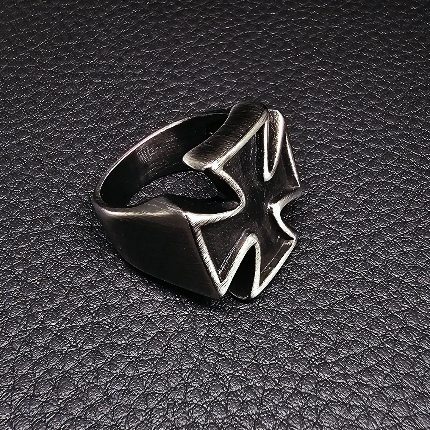 Blackened Iron Cross Ring WOLFE & RIFF