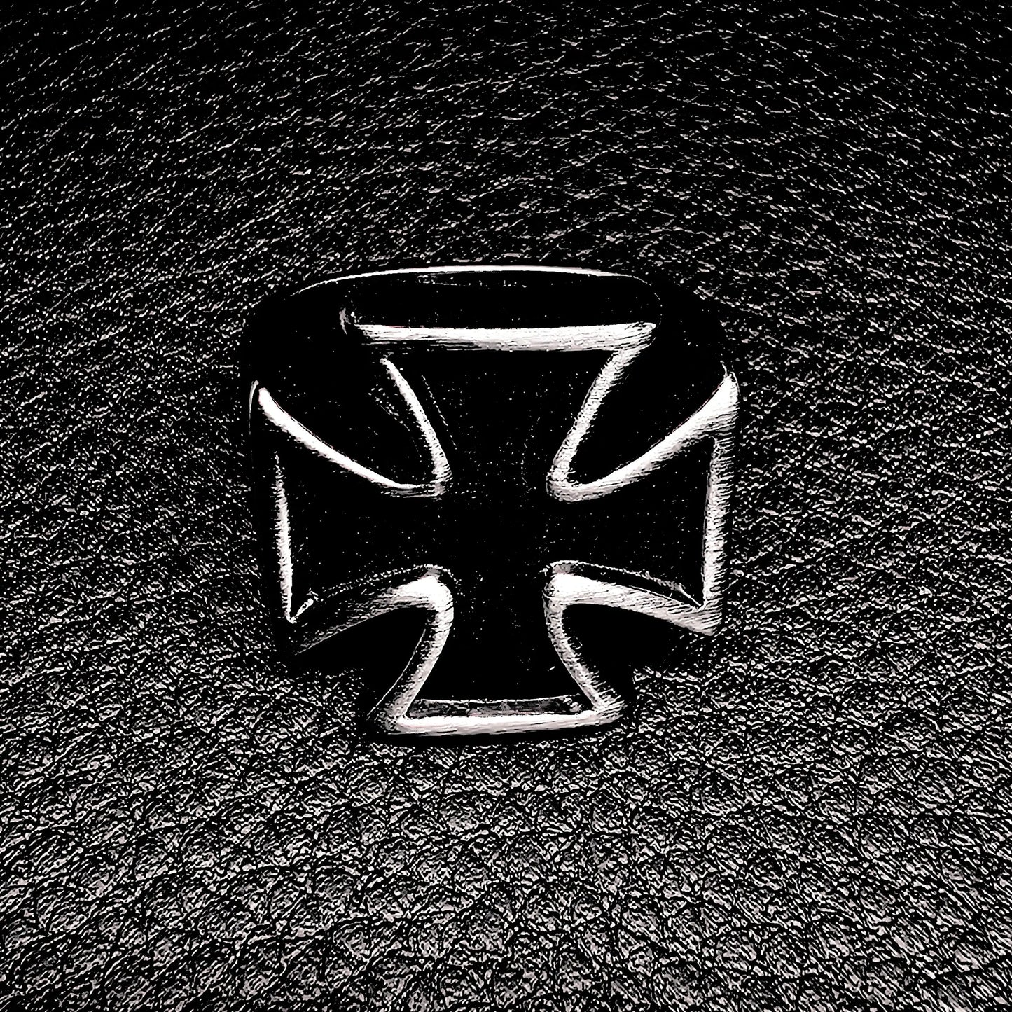 Blackened Iron Cross Ring WOLFE & RIFF