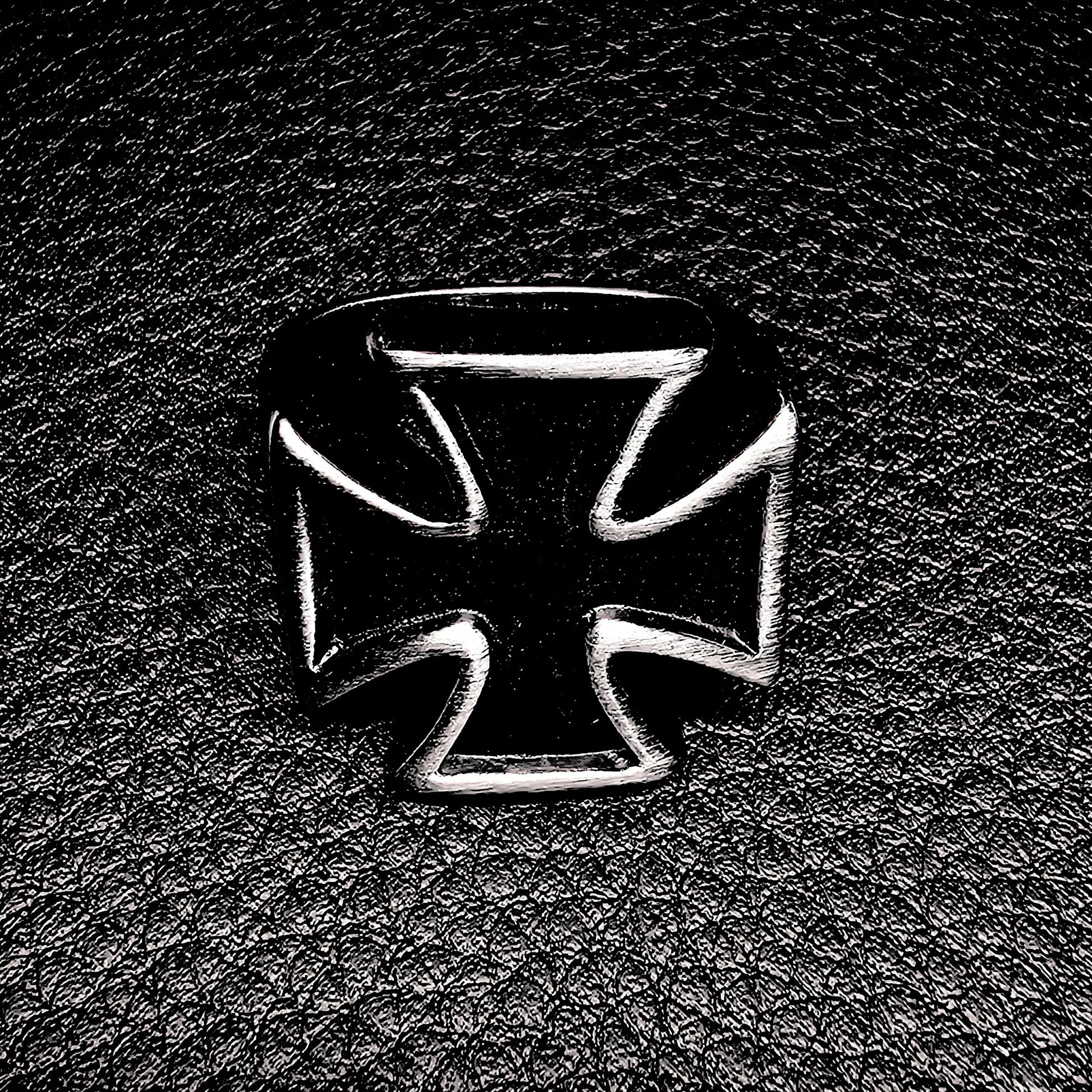 Blackened Iron Cross Ring WOLFE & RIFF